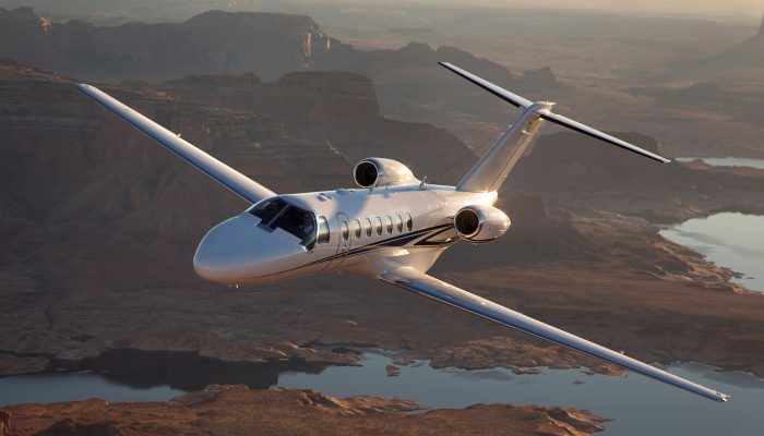 light jet flying mid flight