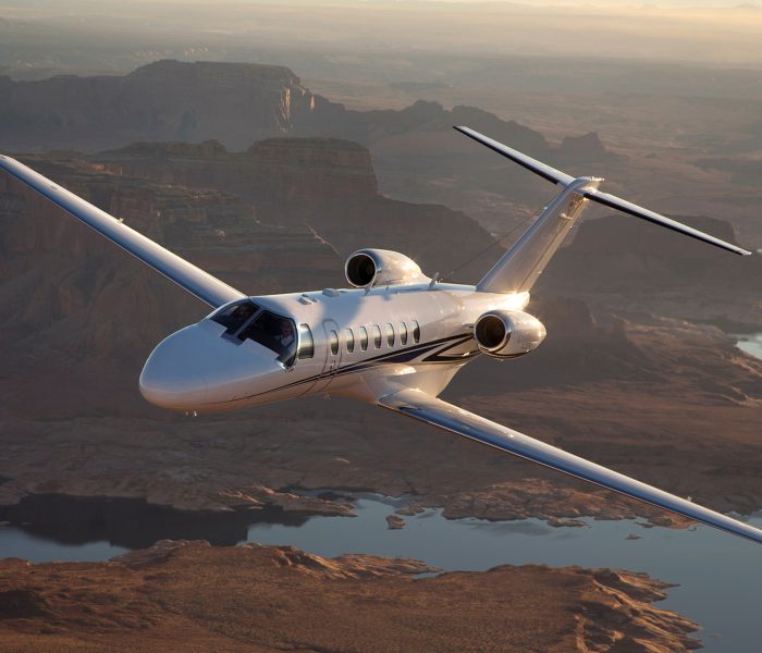 light jet flying mid flight