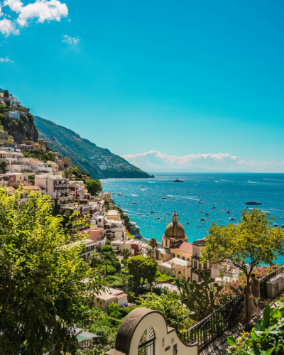 Amalfi coast on a summers day with the sun shining