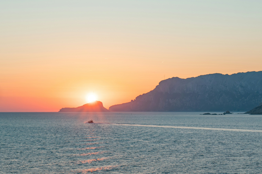 stunning sunset over the ocean in Olbia, Sassari, Italien