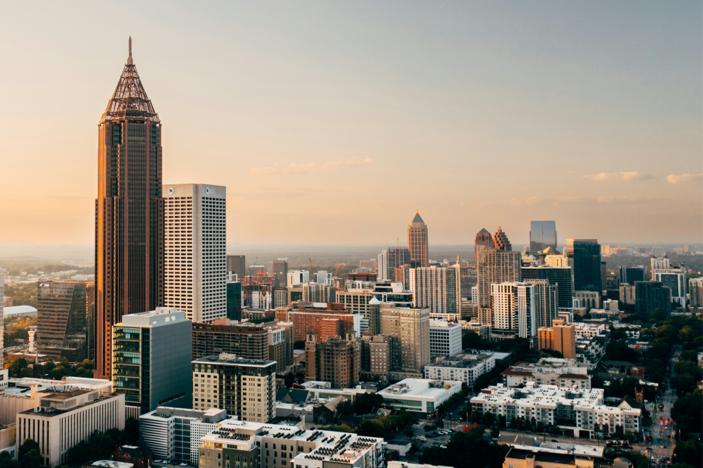 atlanta in the usa's skyline at dusk