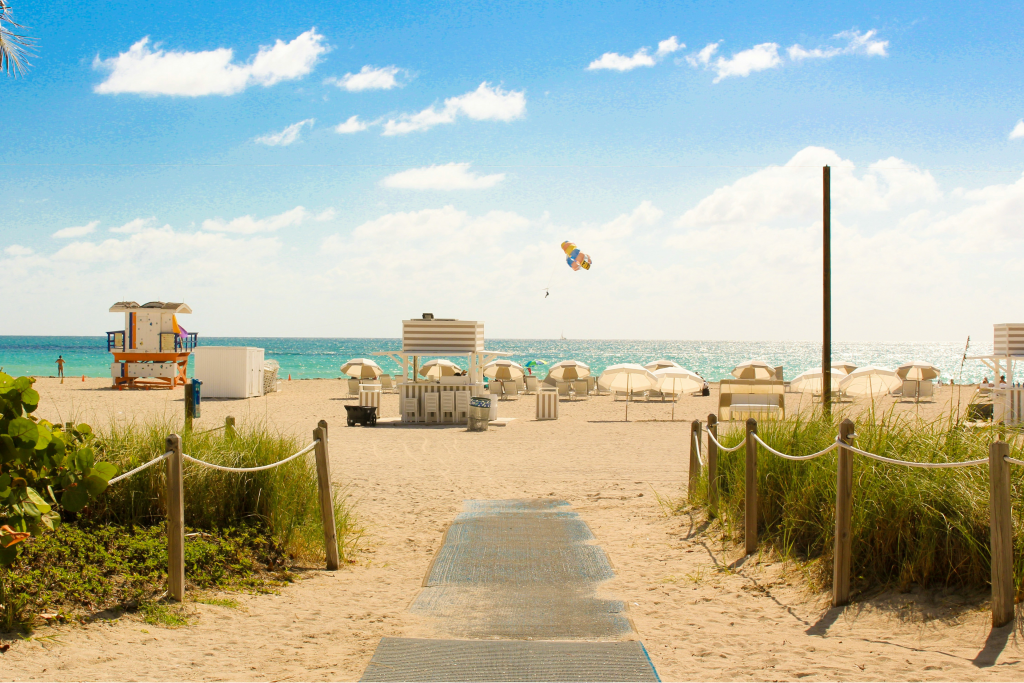 beautiful summers day in south beach in miami in america
